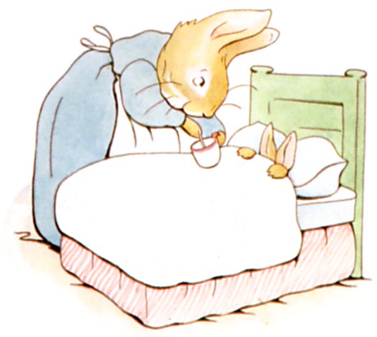Mrs. Rabbit gives Peter camomile tea