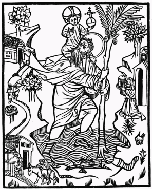 FIG. 2.—St. Christopher, 1423. From Ottley's 