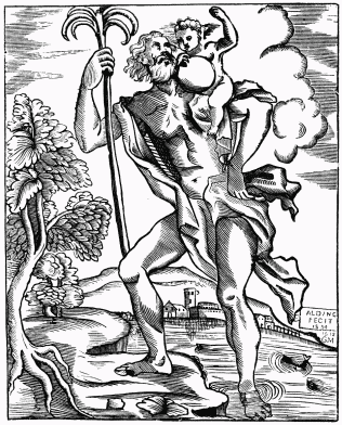 FIG. 56.—St. Christopher. From a Venetian print.