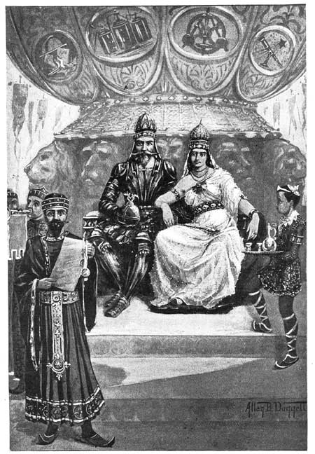 WE SAT THUS CROWNED AMID THE TREMENDOUS EXCITEMENT. THE
PEOPLE SHOUTED "LIFE, HEALTH, AND PROSPERITY, TO OUR SOVEREIGN LORD
AND LADY, LEXINGTON AND LYONE, KING AND QUEEN OF ATVATABAR."