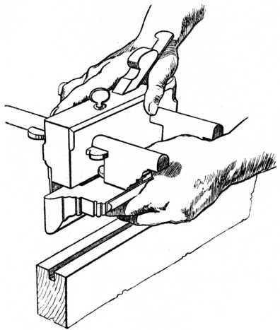 Fig. 122.—Method of using the Plough Plane.