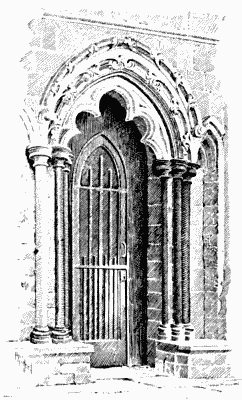 DOORWAY FROM THE CLOSE INTO THE RETRO-CHOIR. From a Drawing by H.P. Clifford.