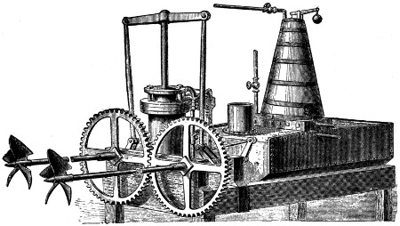 Twin screw propeller and steam engine