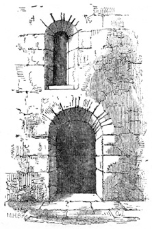 Anglo Saxon Doorway and Window, interior of the tower of
Brigstock Church, north side.