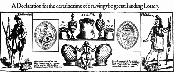 A Declaration for the certaine time of dravving the great standing Lottery

Heading for the Broadside issued by The Virginia Company, London, 1615

Photo by Virginia State Library. From photograph in Virginia Historical Society.