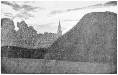 Image unavailable: VIEW OF SALISBURY SPIRE FROM THE RAMPARTS OF OLD
SARUM.