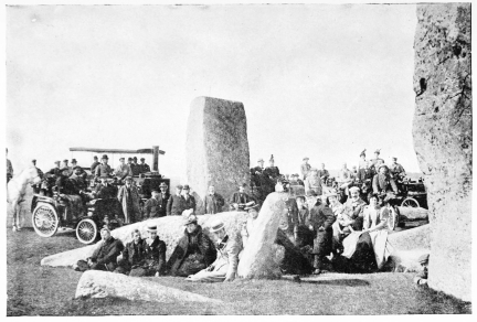 Image unavailable: ANCIENT AND MODERN: MOTOR CARS AT STONEHENGE, EASTER
1899.