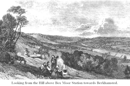 LOOKING FROM THE HILL ABOVE BOX MOOR STATION TOWARDS BERKHAMSTED