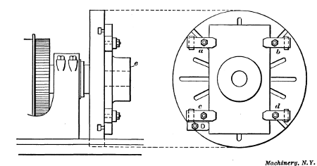 Casting Clamped to Faceplate for Turning and Boring