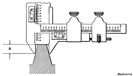 Measuring Width of Acme Thread Tool with Vernier Gear-tooth Caliper