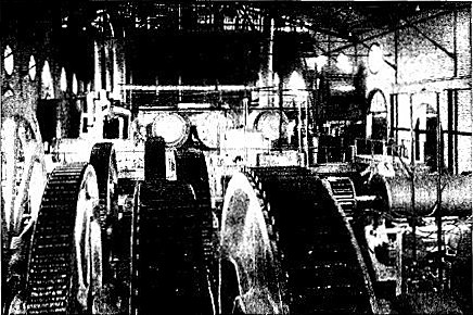 INTERIOR OF A SUGAR MILL SHOWING THE MACHINERY FOR
CRUSHING CANE TO EXTRACT THE JUICE