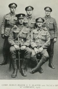 Comp. Sergt.-major J. T. Slater And N.C.O.'s Of
'A' Company, 1917.