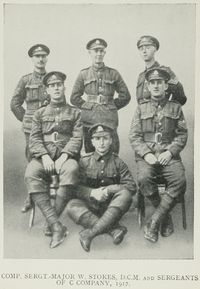 Comp. Sergt.-major W. Stokes, D.C.M. and Sergeants
Of C Company, 1917