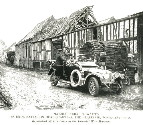 Major-general Thwaites
Outside Battalion Head-quarters, The Brasserie, Foncquevillers.