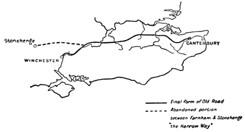 Map, Winchester to Canterbury