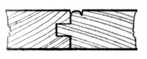 Fig. 96.—Tongued
    and Grooved
    Matchboarding,
    with Bead on
    One Side.