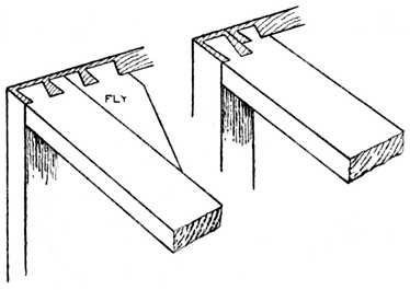 Fig. 293.—Carcase Work, showing Bearer
Rails Dovetailed.