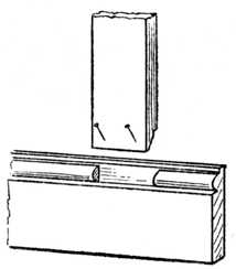 Fig. 347.—Fixing Muntin
    to Skirting.