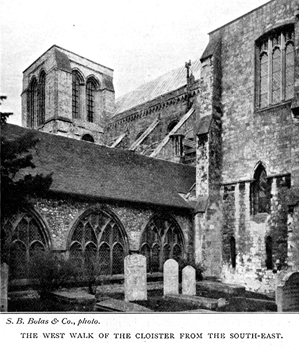 THE WEST WALK OF THE CLOISTER FROM THE SOUTH-EAST.
S.B. Bolas & Co., photo.