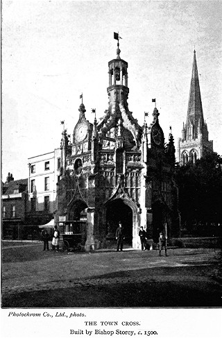 THE TOWN CROSS. Built by Bishop Storey, c. 1500.
Photochrom Co., Ltd., photo.