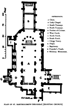 PLAN OF ST. BARTHOLOMEW-THE-GREAT (EXISTING CHURCH)