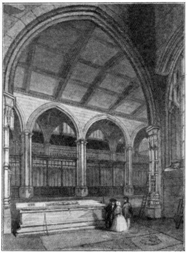VIEW ACROSS CHOIR FROM THE ELY CHAPEL ABOUT 1850. From Winkles' "Cathedrals."