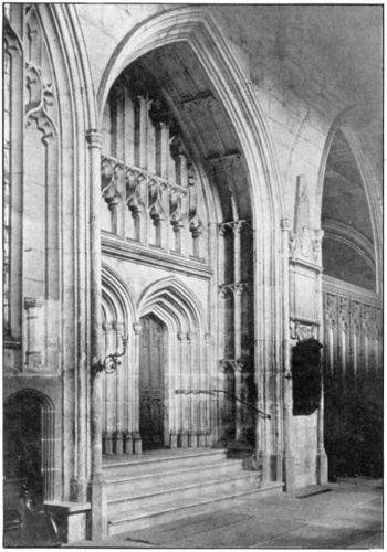 ENTRANCE TO THE CHAPTER HOUSE, SOUTH CHOIR AISLE.