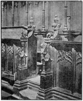DESK-ENDS IN THE CHOIR STALLS; NORTH SIDE.