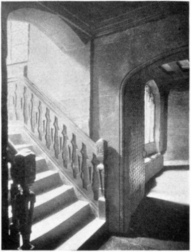 STAIRCASE LEADING TO CLOISTER GALLERY.