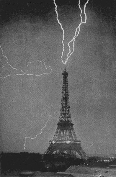 THE EIFFEL TOWER AS A COLOSSAL LIGHTNING CONDUCTOR.

Photograph taken June 3, 1902, at 9.20 p.m., by M. G. Lopp. Published in the Bulletin
de la Socit Astronomique de France (May, 1905)