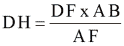 Equation: DH = DF x AB / AF