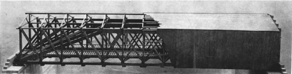 Figure 2.—Model of B. H. Latrobe’s truss, built in 1838,
over the Patapsco River at Elysville (now Daniels), Maryland. (Photo
courtesy of Baltimore and Ohio Railroad.)