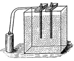 FIG. 208.—Carbon rods in a solution of copper
sulphate.