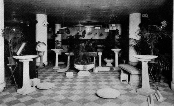 FIG. 62. THE PALM GARDEN EXHIBIT OF BIRD BATHS, ETC.,
ST. PAUL, MINN.