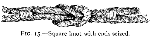 Illustration: FIG. 15.—Square knot with ends seized.