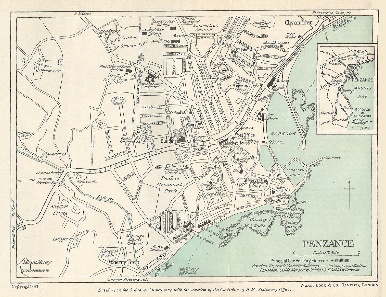Map of Penzance c1952